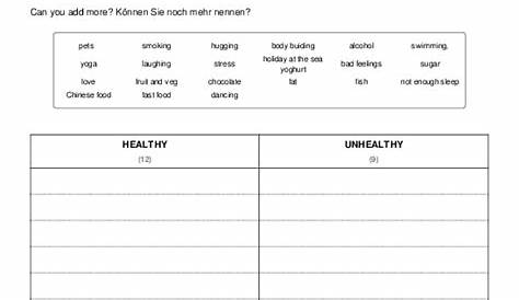 healthy and unhealthy behaviors worksheet