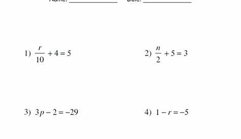 solve one step equations worksheets