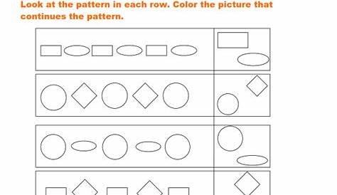 Math online study worksheets on patterns for kids