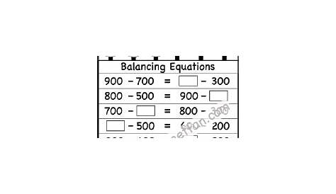 balancing equations worksheet 1st grade