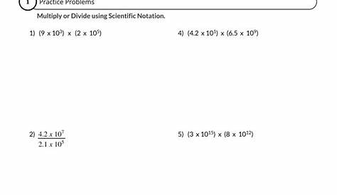 multiplying and dividing scientific notation worksheet 8th grade