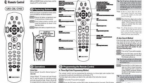 Programming Instructions and Codes - Universal Remote Control