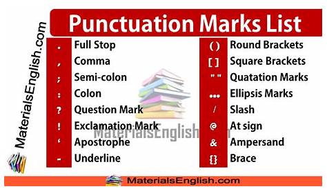 Punctuation Marks List – Materials For Learning English