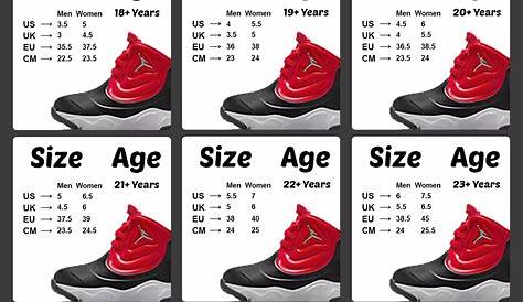 women's jordan shoe size chart