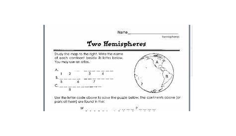 Hemispheres and Continents Lesson Plans | 6th grade worksheets