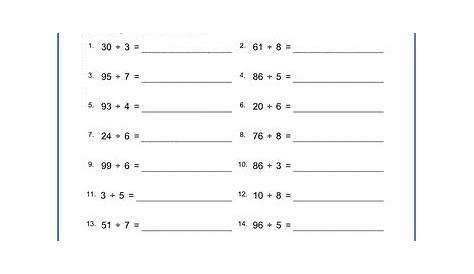 long division math worksheets grade 4