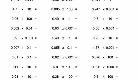 grade 6 math worksheets dividing decimals