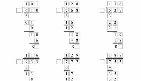 long division worksheets grade 6 with answers