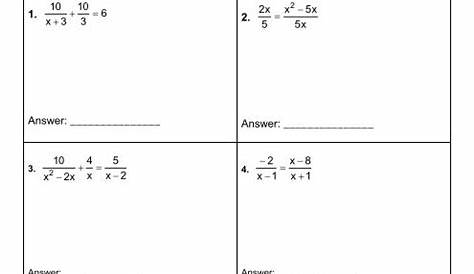 Rational Equations Word Problems Worksheet