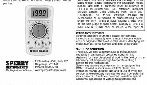 Sperry Dm-350a Test Meter Manual | PDF | Root Mean Square | Fuse
