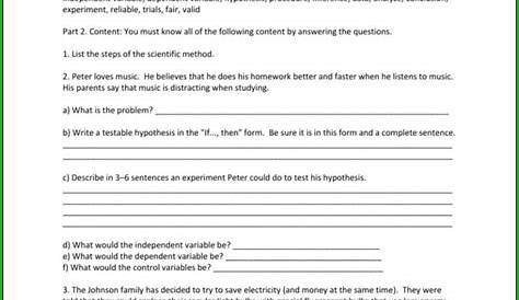 scientific method in action worksheet answer key