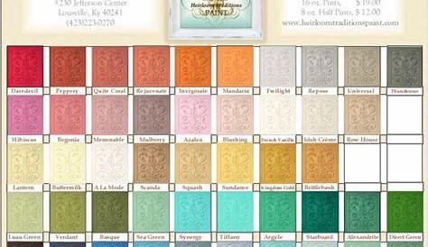 heirloom paint color chart
