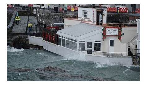 Dramatic footage shows waves battering Plymouth in high-tide flood