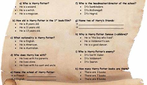 The Harry Potter Quiz: English ESL worksheets pdf & doc