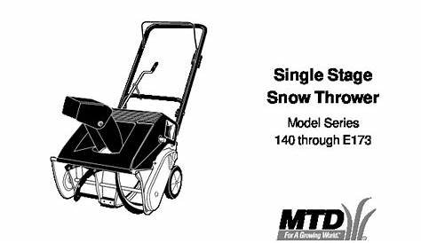 MTD Yard Machines 140 E173 Snow Blower Owners Manual