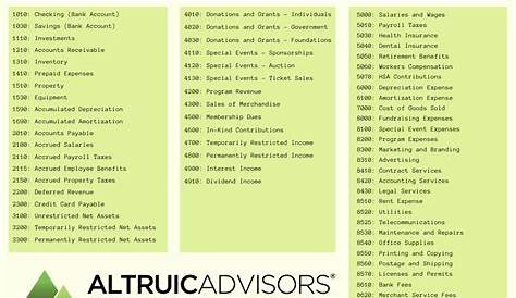 A Sample Chart of Accounts for Nonprofit Organizations — Altruic