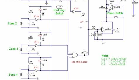 5 Zone Alarm System Circuit Project - Alarms & Security Related