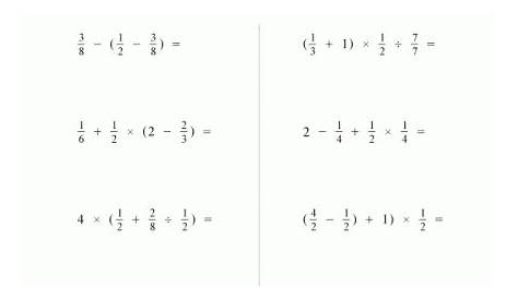 operations with fractions worksheet