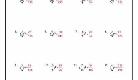 practice worksheet properties of exponents answer key
