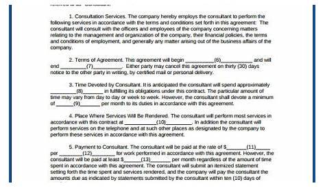 √ Free Printable Business Consulting Contract Template