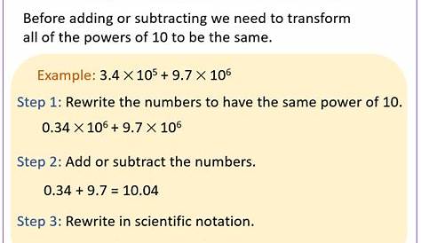 adding and subtracting numbers in scientific notation answer key