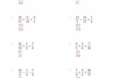 Mixed Operations with Three Fractions Including Improper Fractions (A)