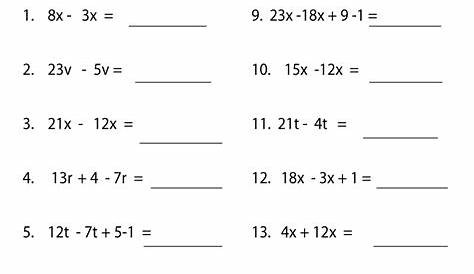 simple algebraic equations worksheets