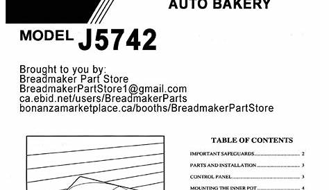 Citizen Auto Bakery Bread Maker Model J5742 Instruction Manual