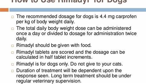 rimadyl dose chart dogs