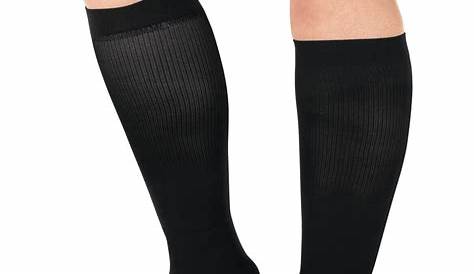 Silver StepsTM Wide Calf Compression Socks, 8-15 mmHg, Black, Small