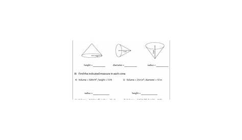 Volume Of A Cone Worksheet - Finding the volume of a cone worksheet