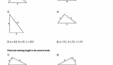 pythagorean theorem worksheet geometry