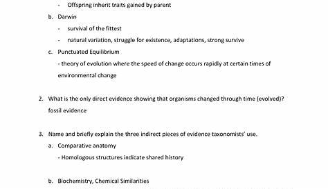 food evolution worksheet answer key