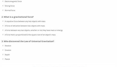 gravitational force worksheets