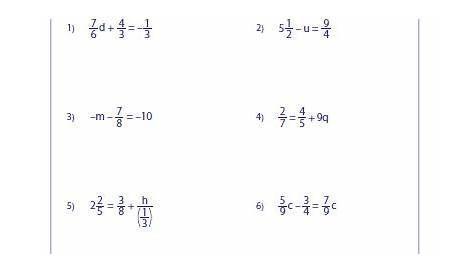Solving Multi Step Equations With Fractions Worksheets