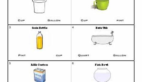 gallons quarts pints cups worksheet