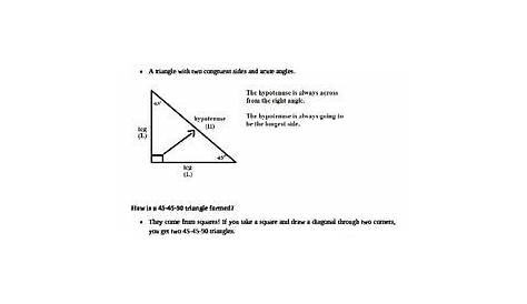 Worksheet Special Right Triangles 45 45 90 | Kholdsky