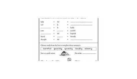 1st grade, 2nd grade Reading, Writing Worksheets: Suffixes -ful and -ly