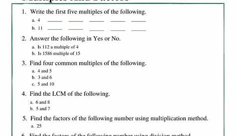 Fun and Engaging Factors and Multiples Class 4 Worksheet PDF