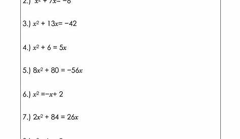 quadratic formula practice worksheets