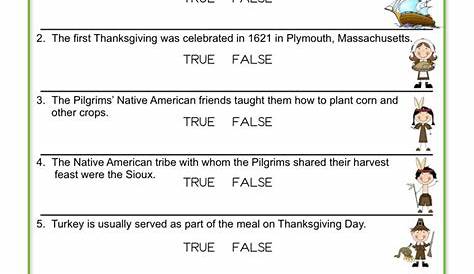 Thanksgiving True or False Worksheet - Have Fun Teaching