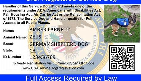 service dog cards printable