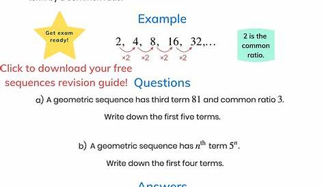 geometric sequence worksheets answers