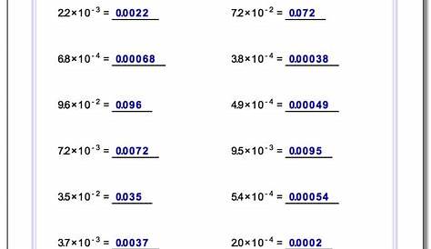 exponents and scientific notation worksheet