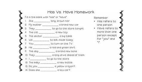 have vs has worksheet