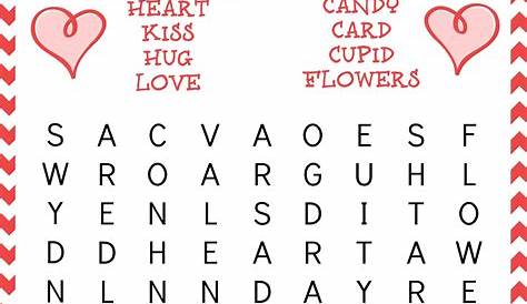 valentine word search printables