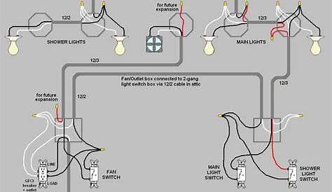 electrical - How do I wire multiple switches for my bathroom lights and