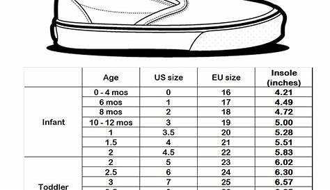 printable kids shoe size chart