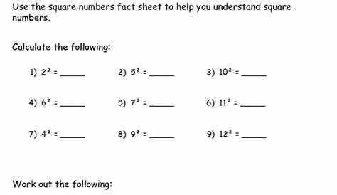 math squares worksheet answers