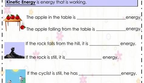 kinetic energy and potential energy worksheets